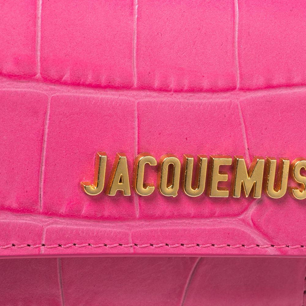 Jacquemus Pink Croc Embossed Leather La Riviera Double Tour Belt Bag 2