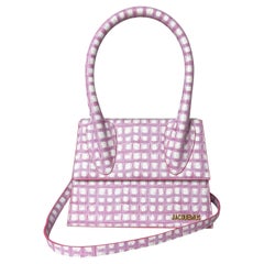 JACQUEMUS Pink Gingham Le Grand Chiquito Tote Bag w/ Optional Crossbody Strap