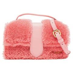 Jacquemus Pink Leather and Shearling Le Grand Bambino Top Handle Bag