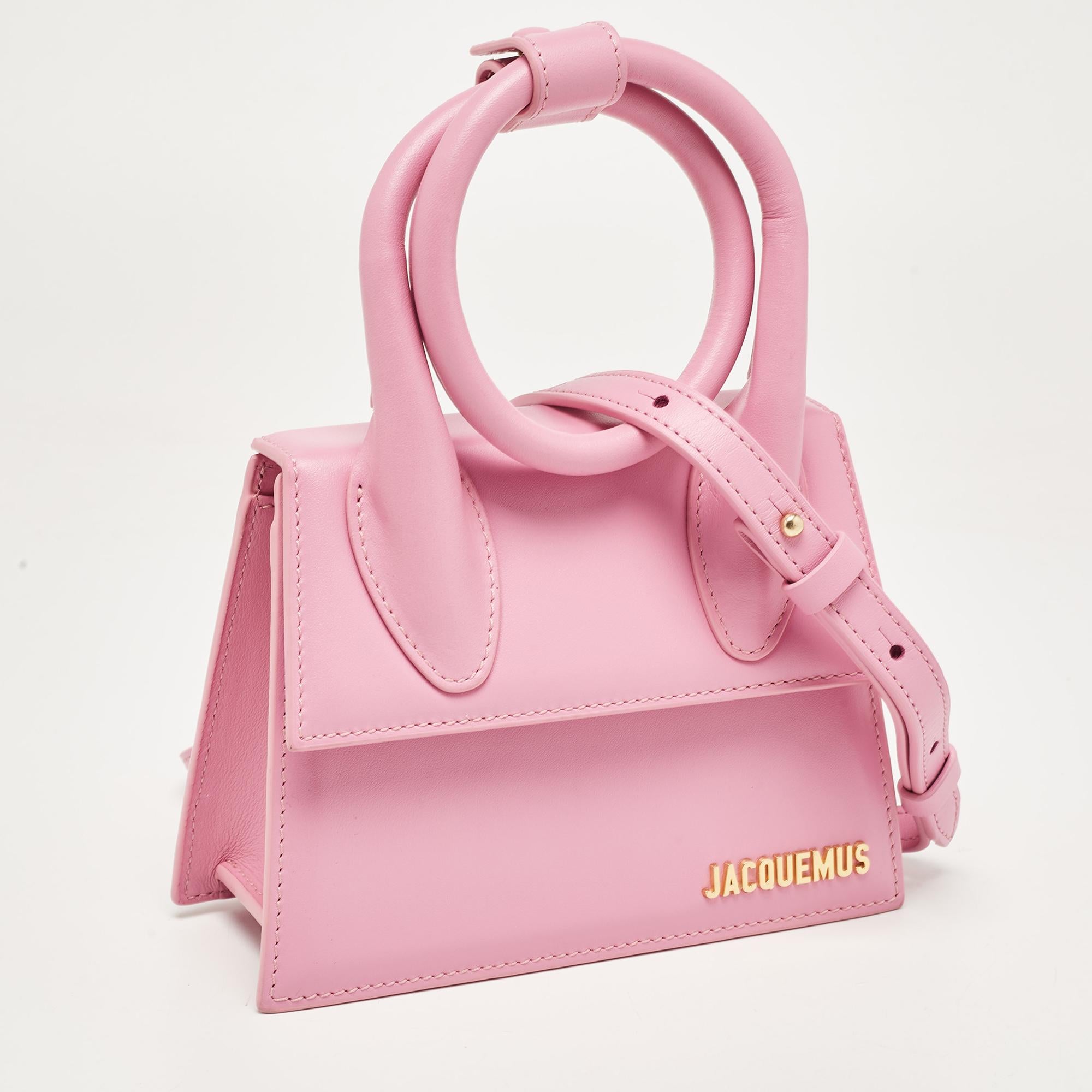 Women's Jacquemus Pink Leather Le Chiquito Noeud Top Handle Bag