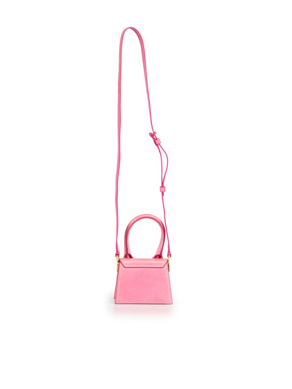 Jacquemus Pink Leather Le Chiquito Top Handle Bag In Good Condition For Sale In London, GB