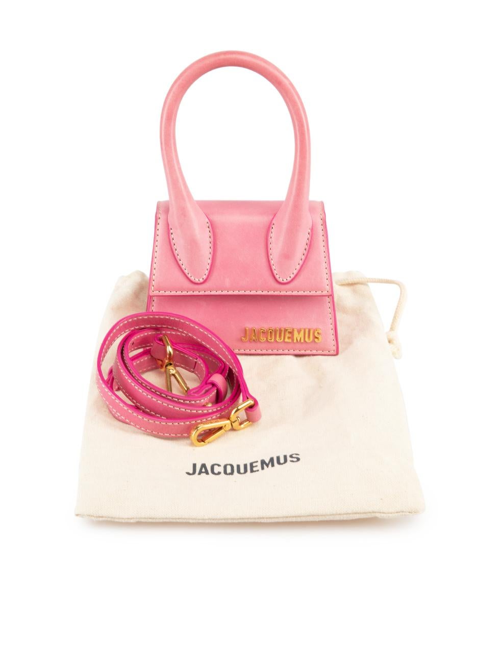 Jacquemus Pink Leather Le Chiquito Top Handle Bag For Sale 2