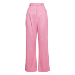 Jacquemus Pink Linen Blend Wide Leg Trousers M