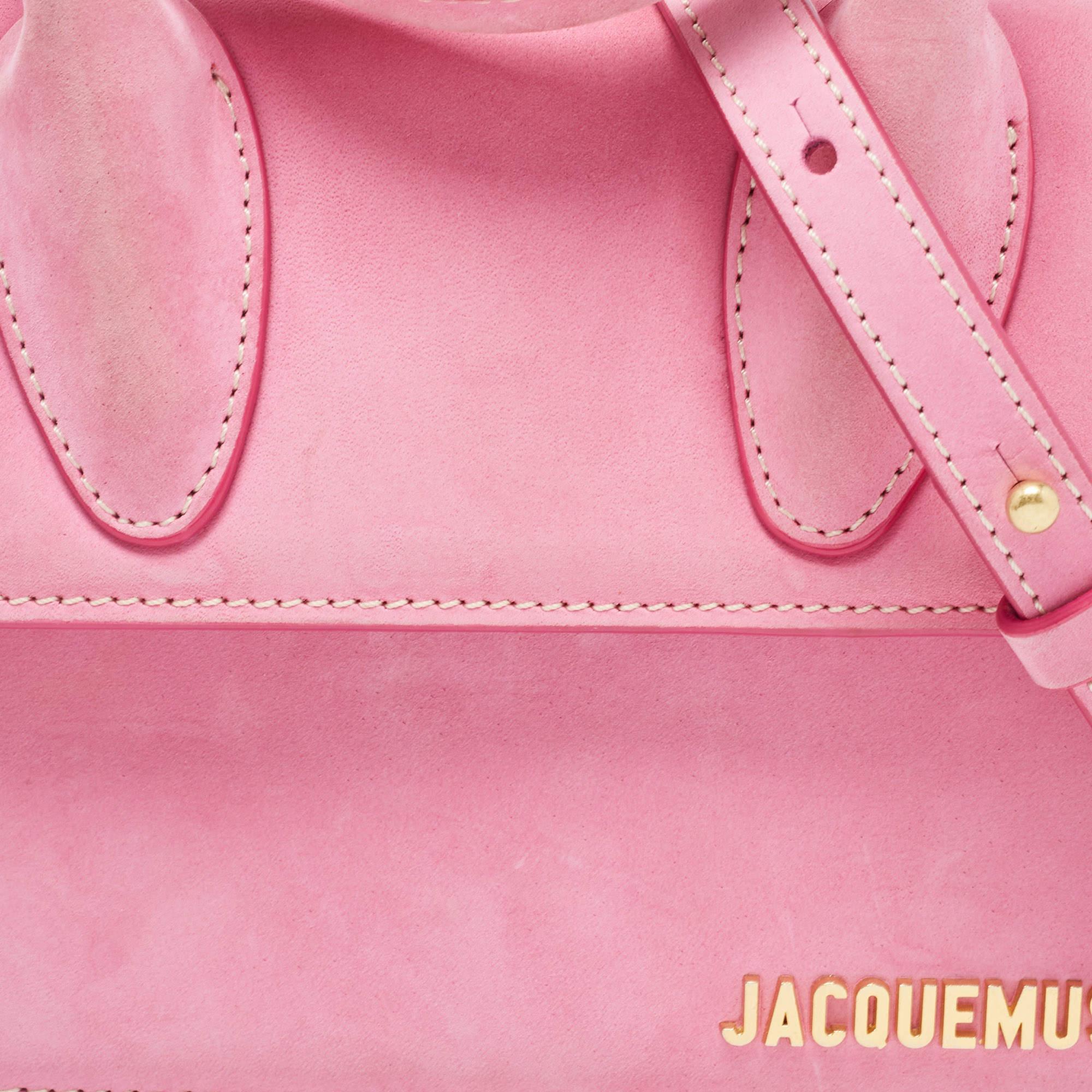 Jacquemus Pink Nubuck Leather Le Chiquito Noeud Top Handle Bag 8
