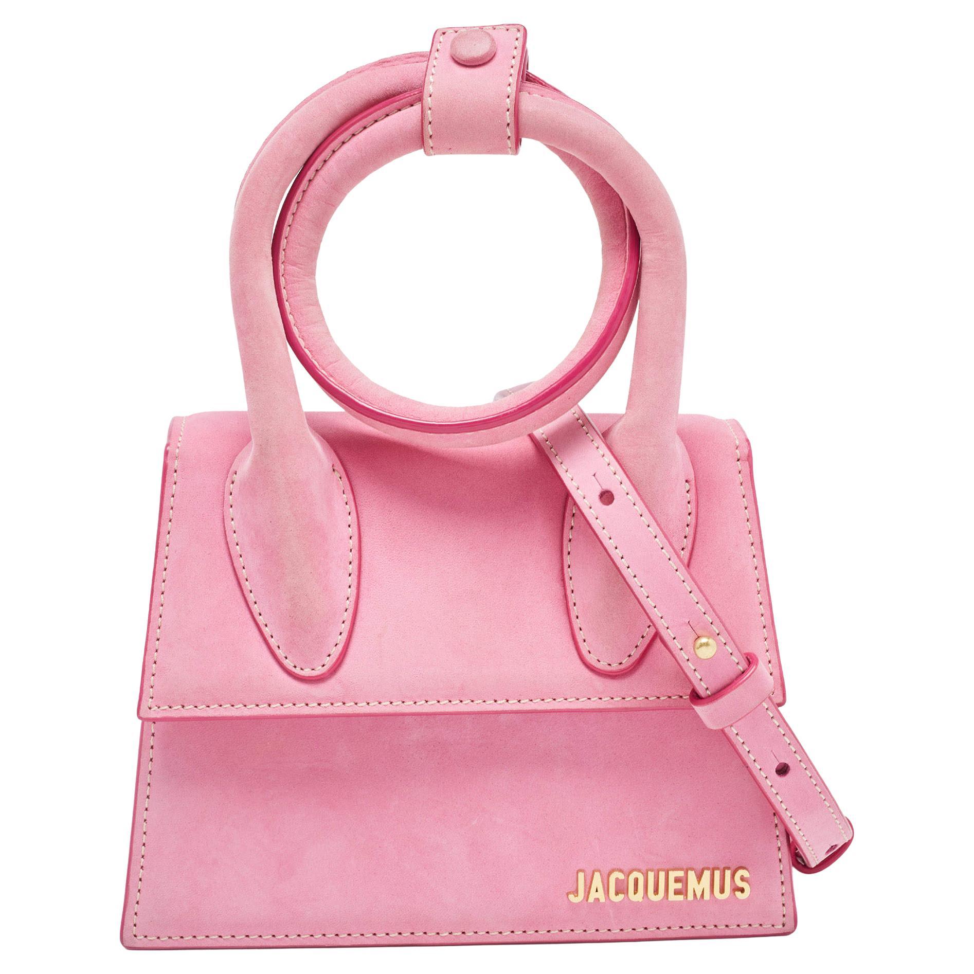 Jacquemus Pink Nubuck Leather Le Chiquito Noeud Top Handle Bag