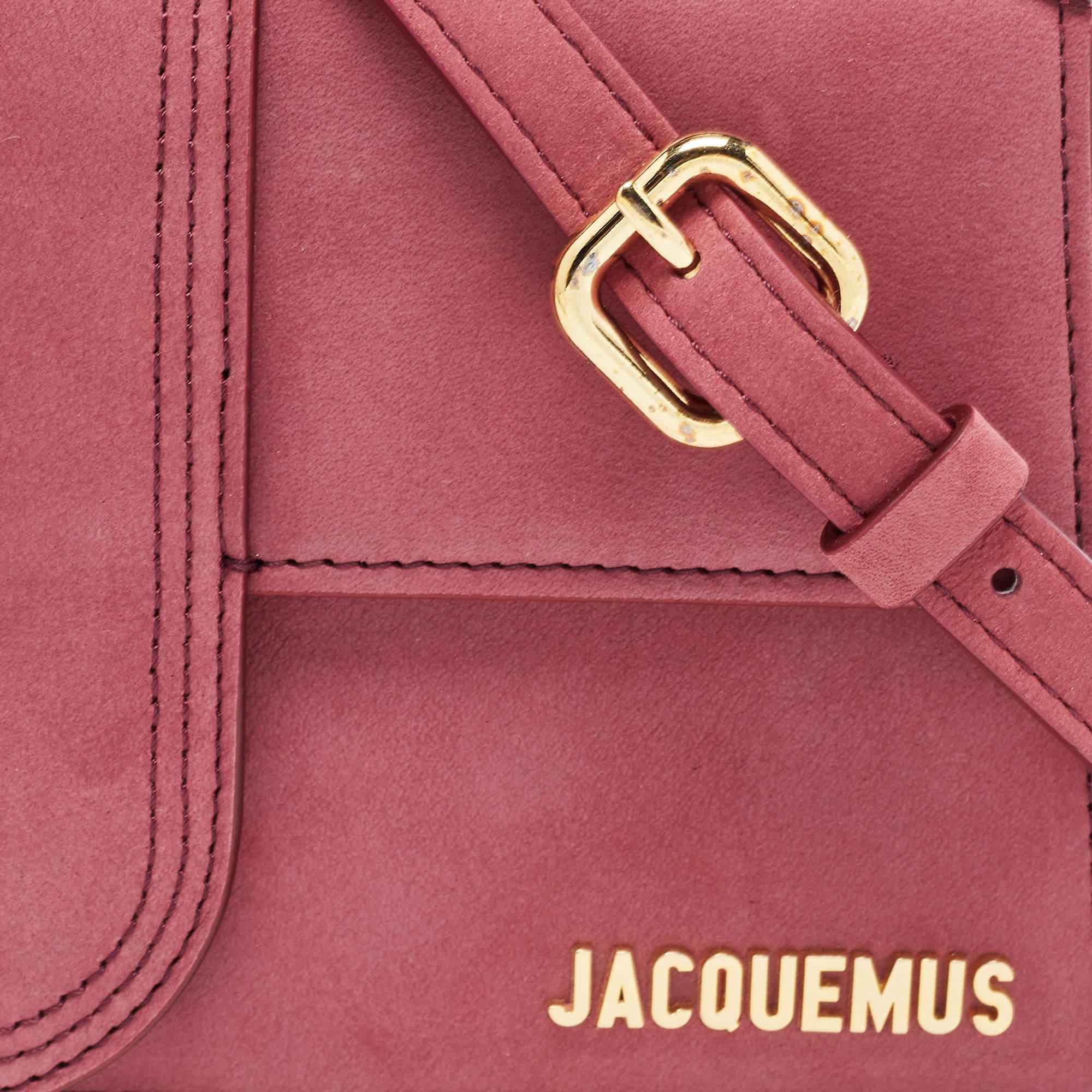 Women's Jacquemus Pink Nubuck Leather Le Grand Bambino Top Handle Bag