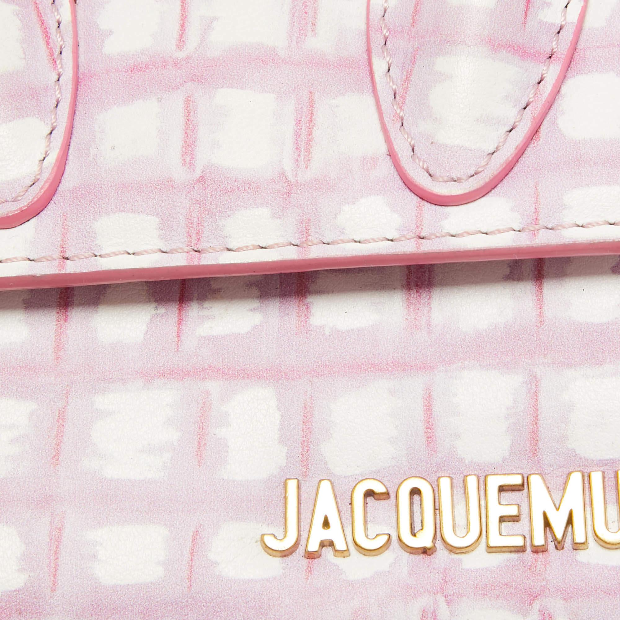 Jacquemus Pink/White Checkered Leather Mini Le Chiquito Top Handle Bag 7