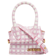 Jacquemus Pink/White Checkered Leather Mini Le Chiquito Top Handle Bag