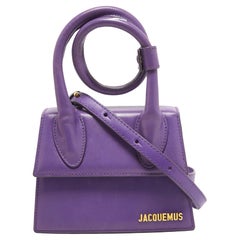 Jacquemus Purple Leather Le Chiquito Noeud Top Handle Bag