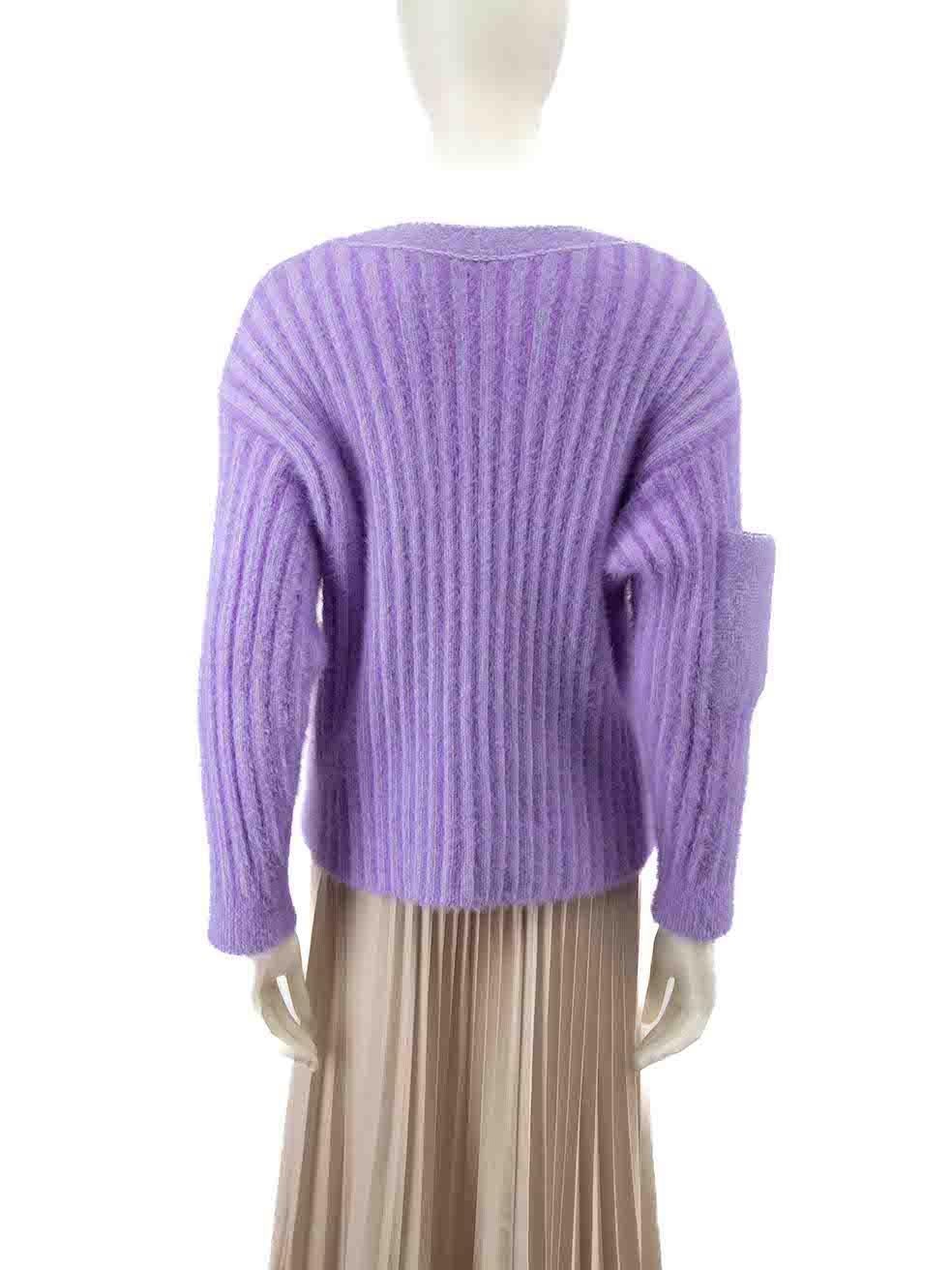 Jacquemus Purple Neve Sleeve Pocket Le Cardigan Size XS In Good Condition For Sale In London, GB