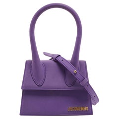 Jacquemus Purple Nubuck Leather Le Chiquito Moyen Top Handle Bag