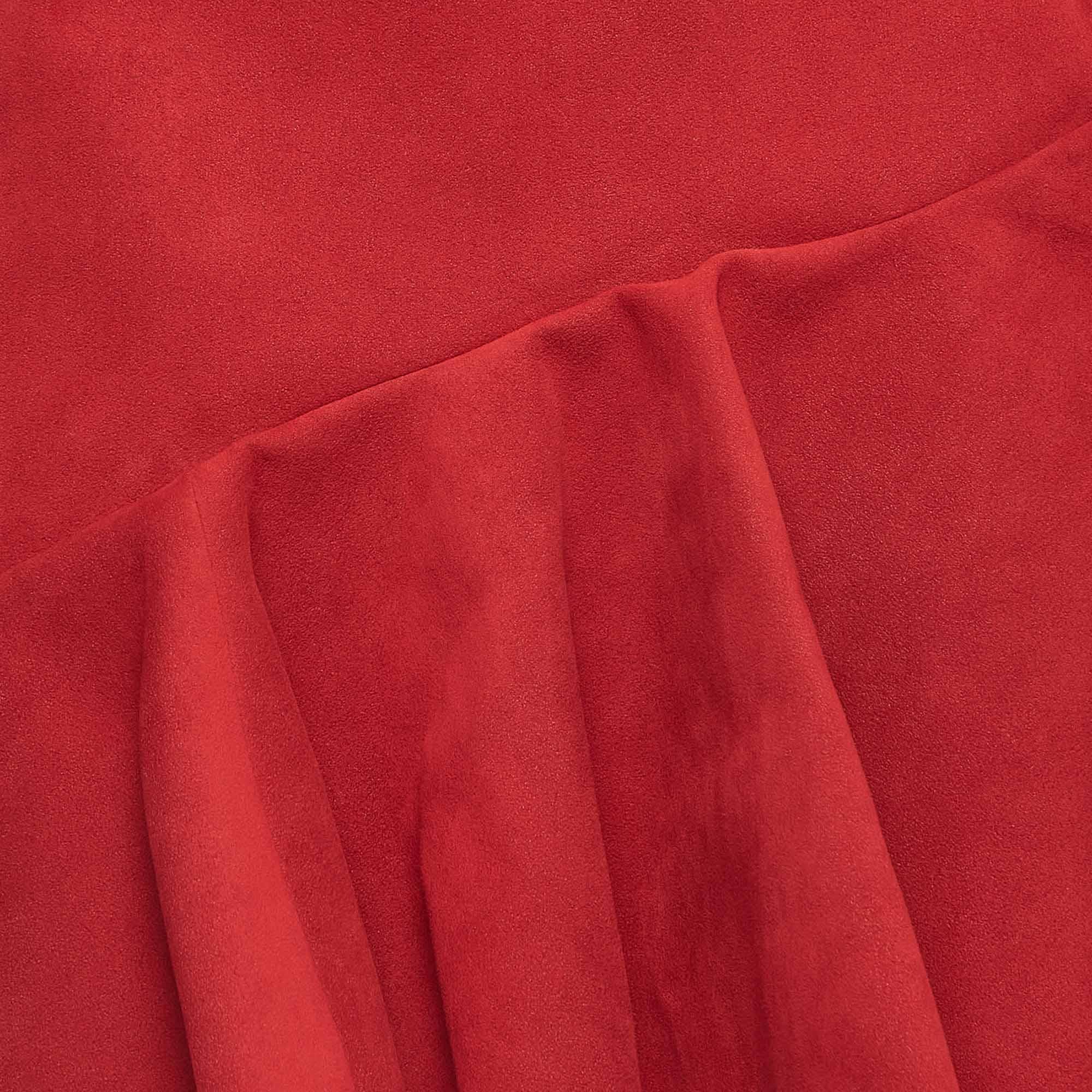 Jacquemus Red Suede Draped High-Low Midi Skirt S In Good Condition In Dubai, Al Qouz 2