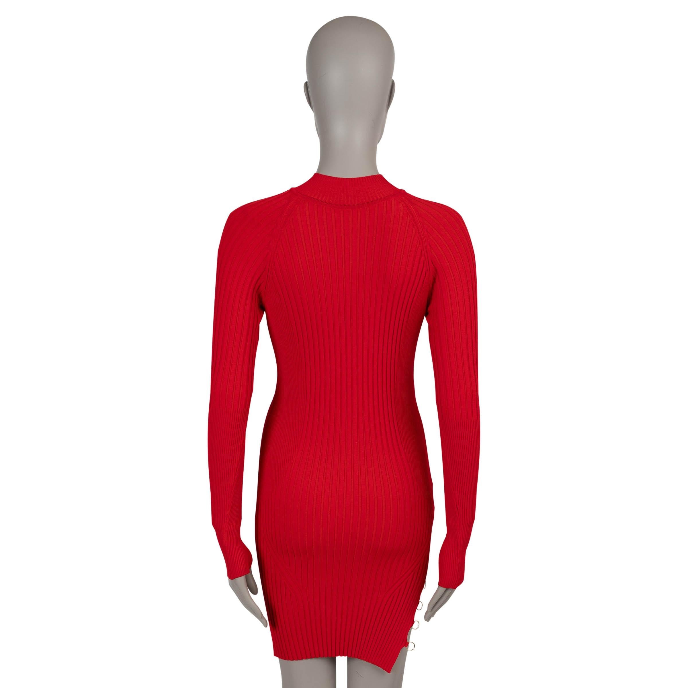 Rosso Jacquemus rosso in viscosa 2021 PIGOLO SIDE SLIT RIB-KNIT Abito 34 XXS in vendita