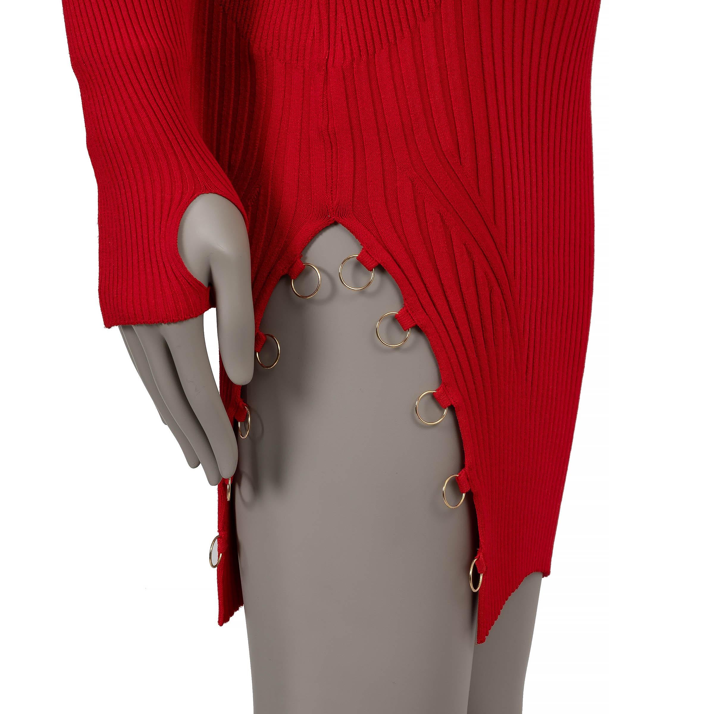 Donna Jacquemus rosso in viscosa 2021 PIGOLO SIDE SLIT RIB-KNIT Abito 34 XXS in vendita