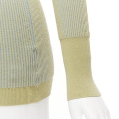 JACQUEMUS Rosa grün blau geripptes Oberteil mit Rundhalsausschnitt und langen Ärmeln FR40 L