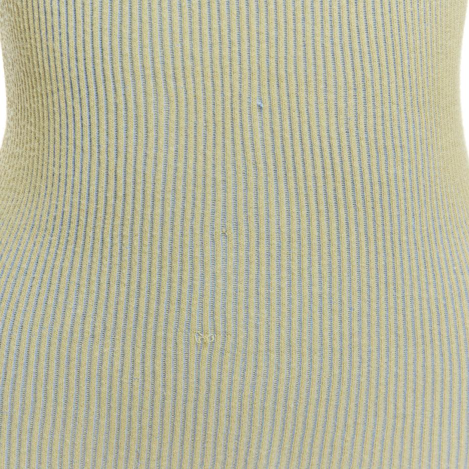 JACQUEMUS Rosa green blue ribbed scoop neck fitted long sleeve top FR40 L For Sale 5