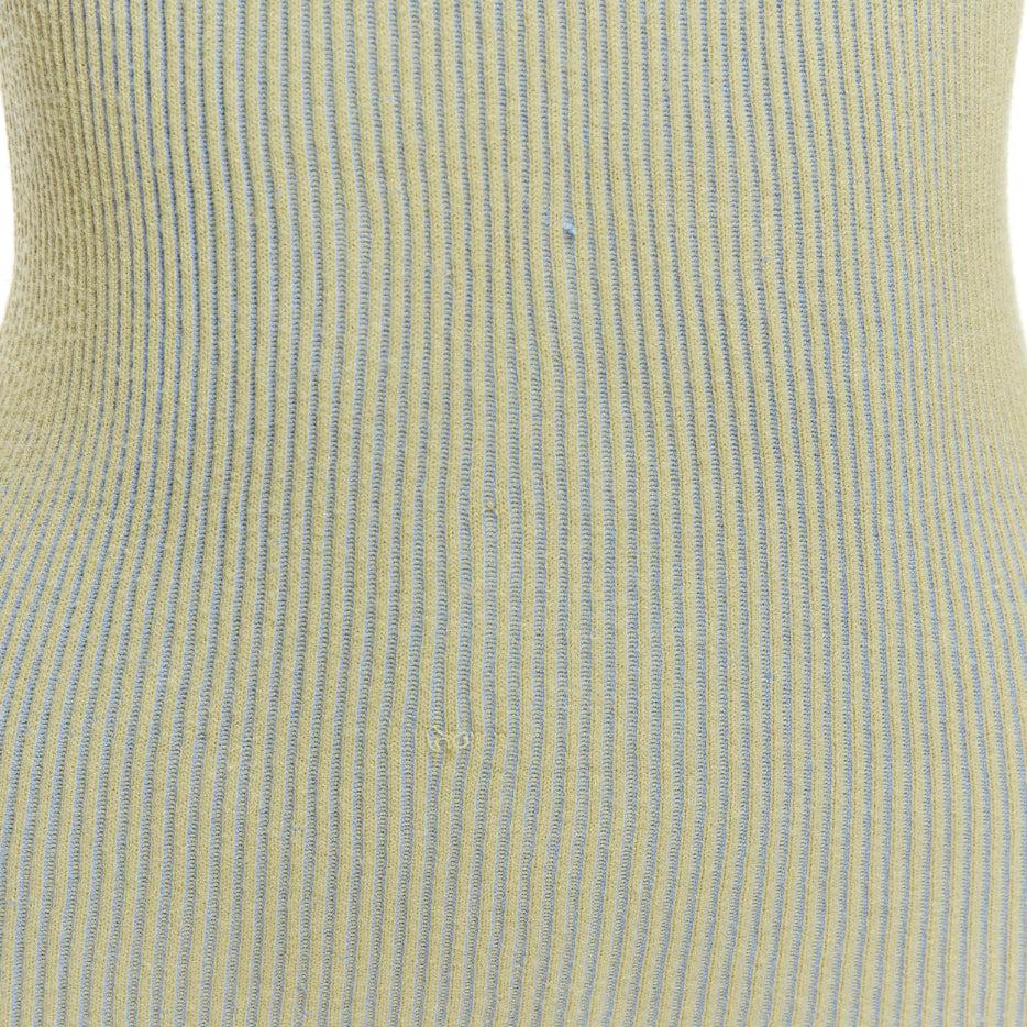 JACQUEMUS Rosa green blue ribbed scoop neck fitted long sleeve top FR40 L For Sale 4