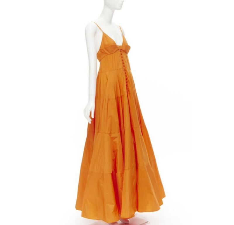 Orange JACQUEMUS Runway robe longue en tafetta orange à boutons à l'avant IT34 XS en vente