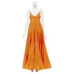 JACQUEMUS Runway robe longue en tafetta orange à boutons à l'avant IT34 XS
