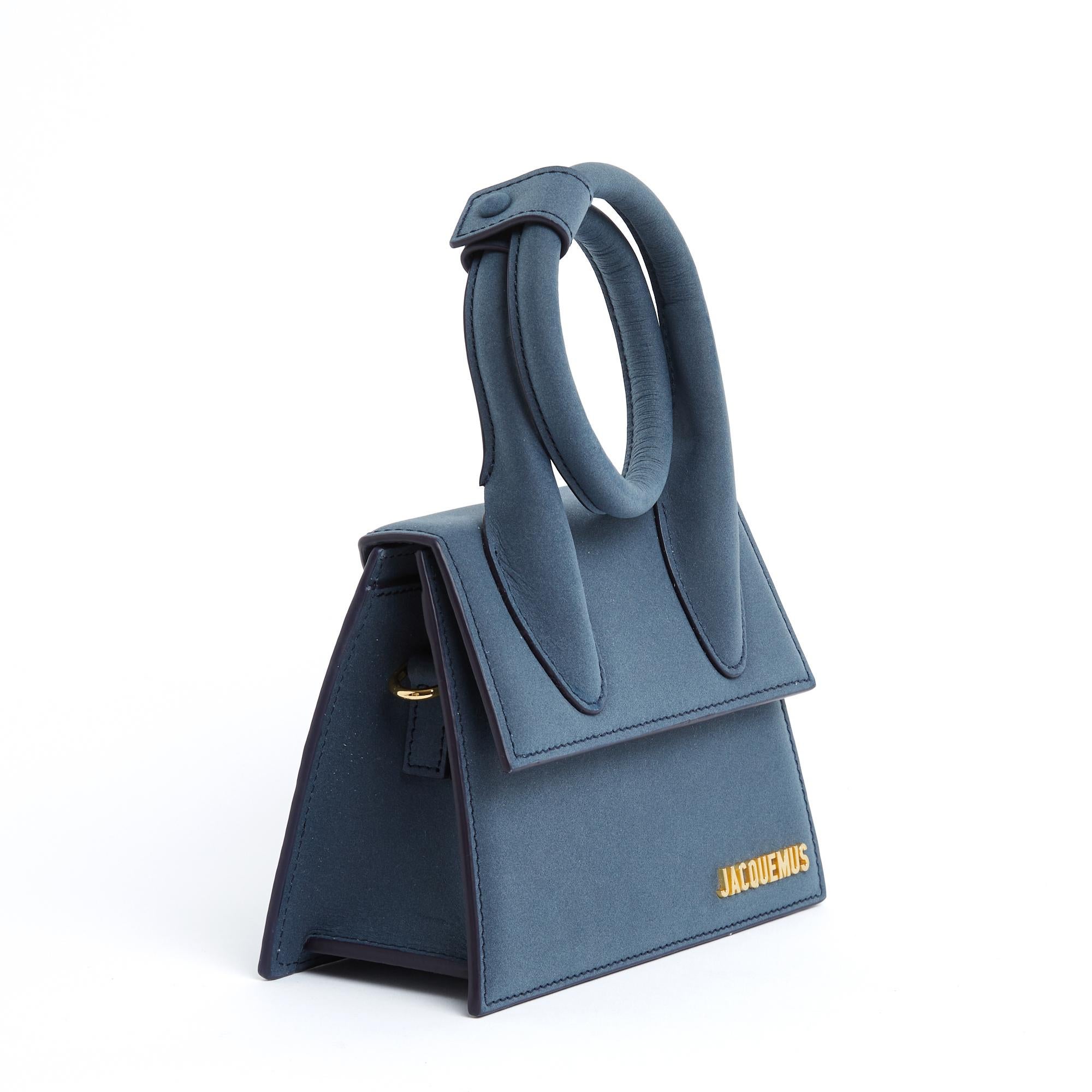 Jacquemus Chiquito Noeud bag in navy blue canvas (