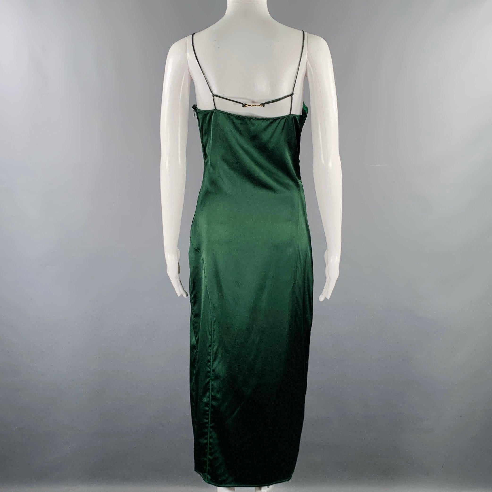 JACQUEMUS Size 0 -La Robe Notte- Green Viscose Blend Spaghetti Straps Dress In Excellent Condition In San Francisco, CA