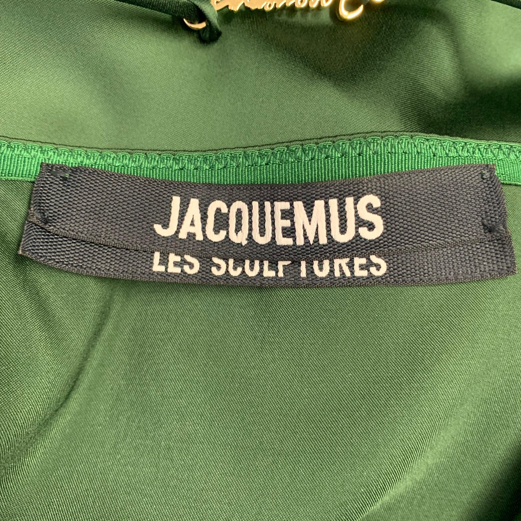 JACQUEMUS Size 0 -La Robe Notte- Green Viscose Blend Spaghetti Straps Dress 1