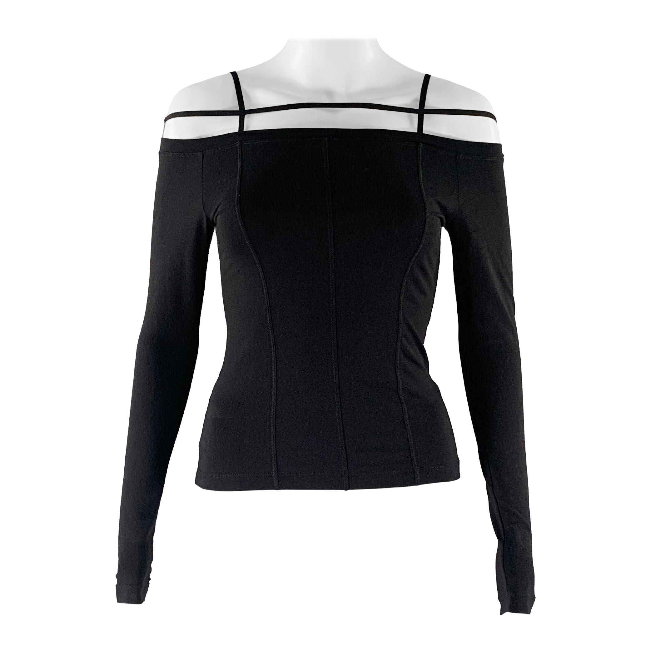 Jacquemus Taille 00 Top décontracté à épaules dénudées en coton/élasthanne noir