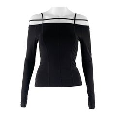 JACQUEMUS Size 00 Black Cotton / Elastane Off-Shoulder Casual Top