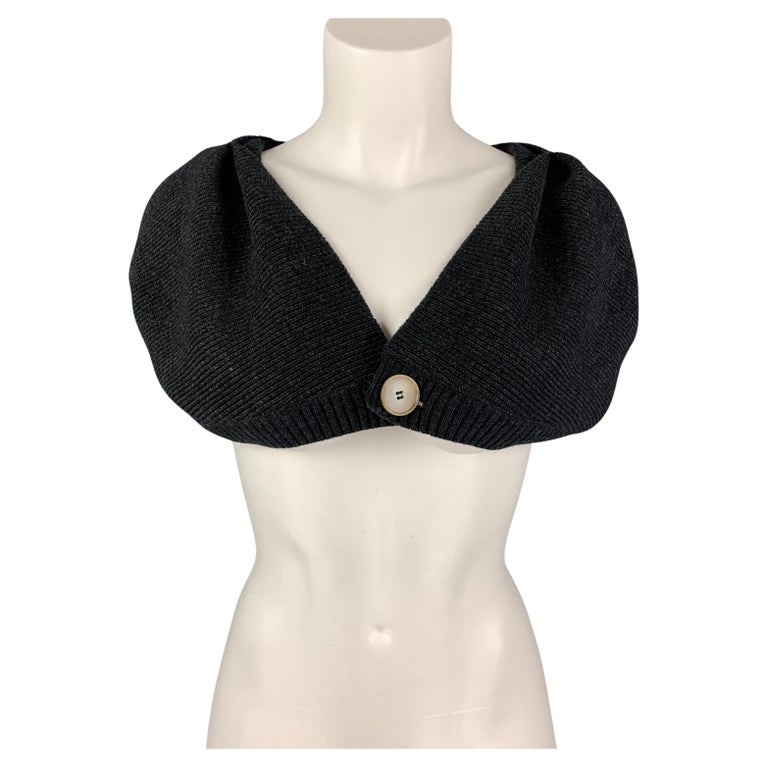 JACQUEMUS Size 2 Charcoal Ribbed Valerie Off The Shoulder Cardigan at  1stDibs