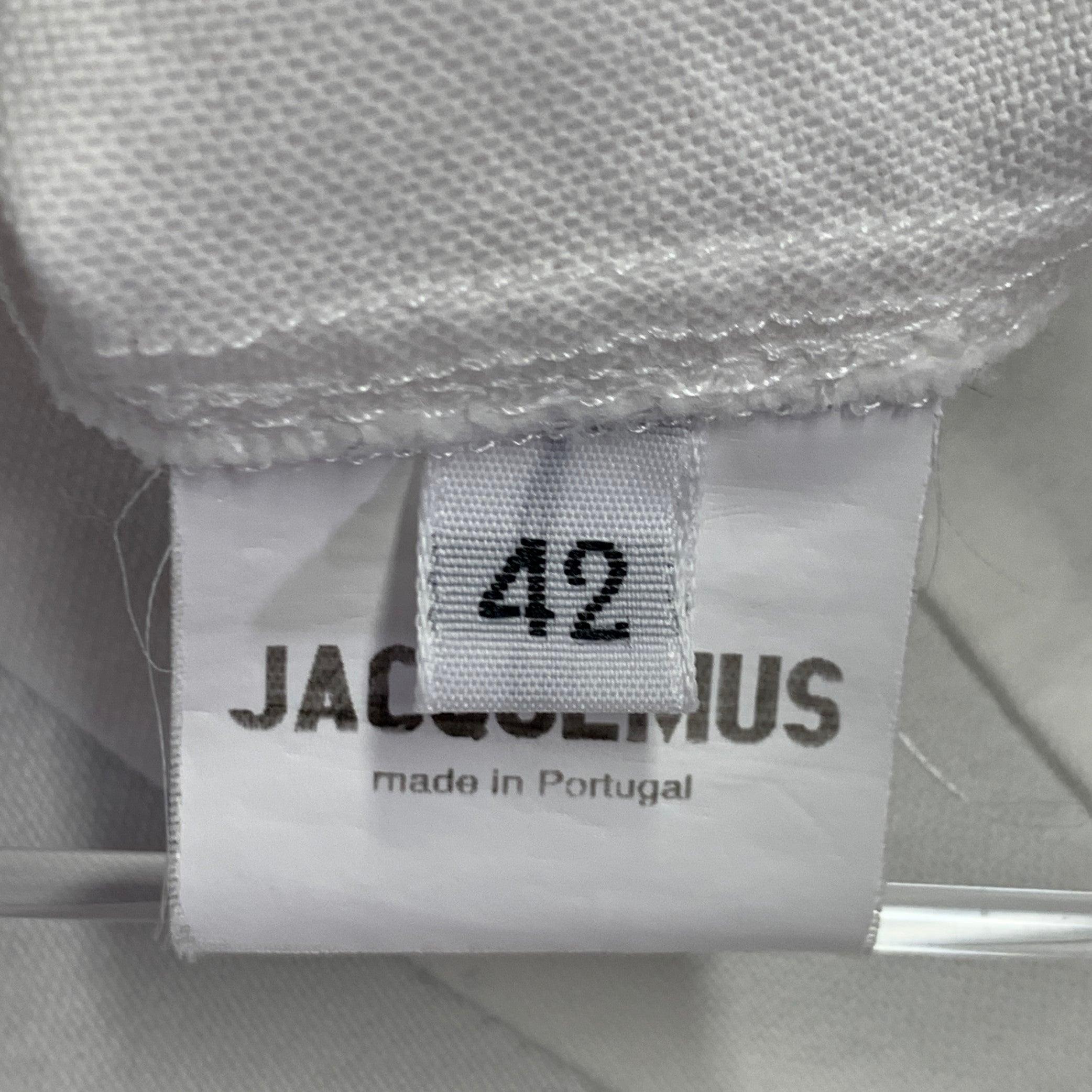 JACQUEMUS Size 6 Cream Cotton Fitted Tuxedo Shirt For Sale 5