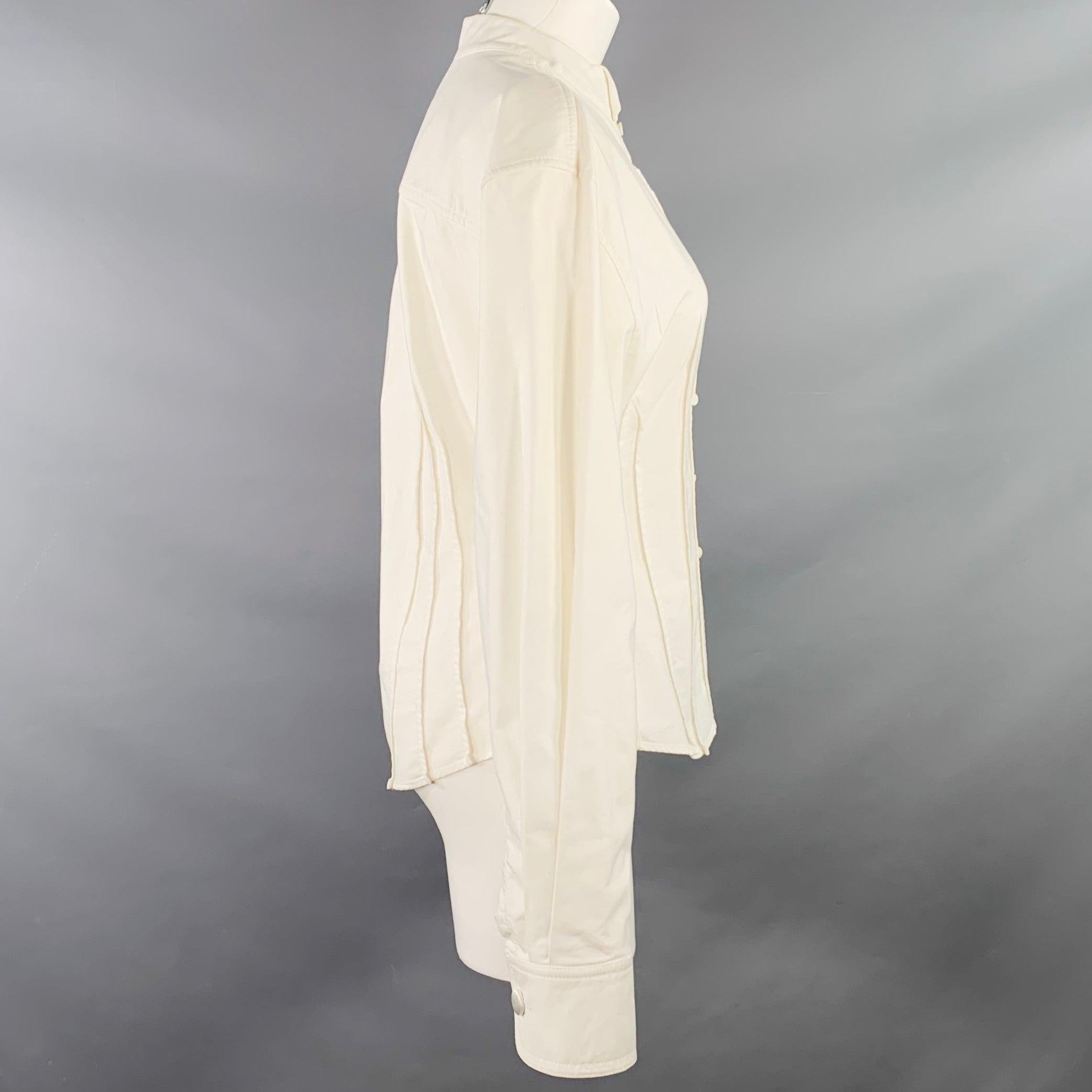 Beige JACQUEMUS Size 6 Cream Cotton Fitted Tuxedo Shirt For Sale