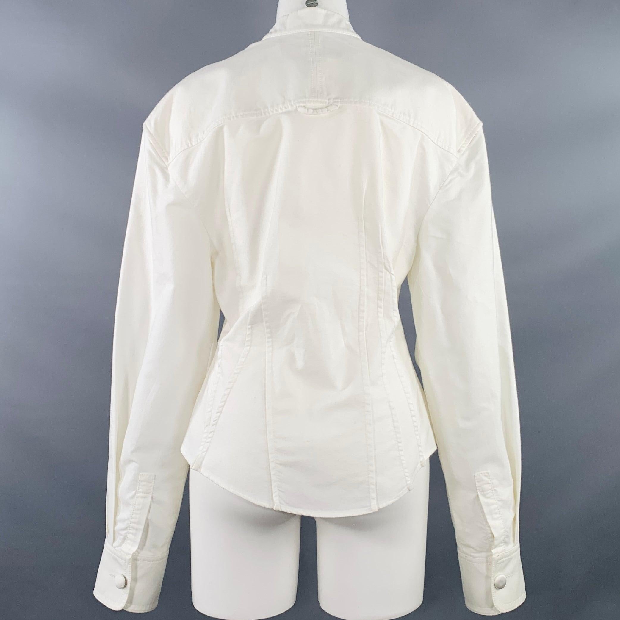 JACQUEMUS Size 6 Cream Cotton Fitted Tuxedo Shirt In Good Condition For Sale In San Francisco, CA