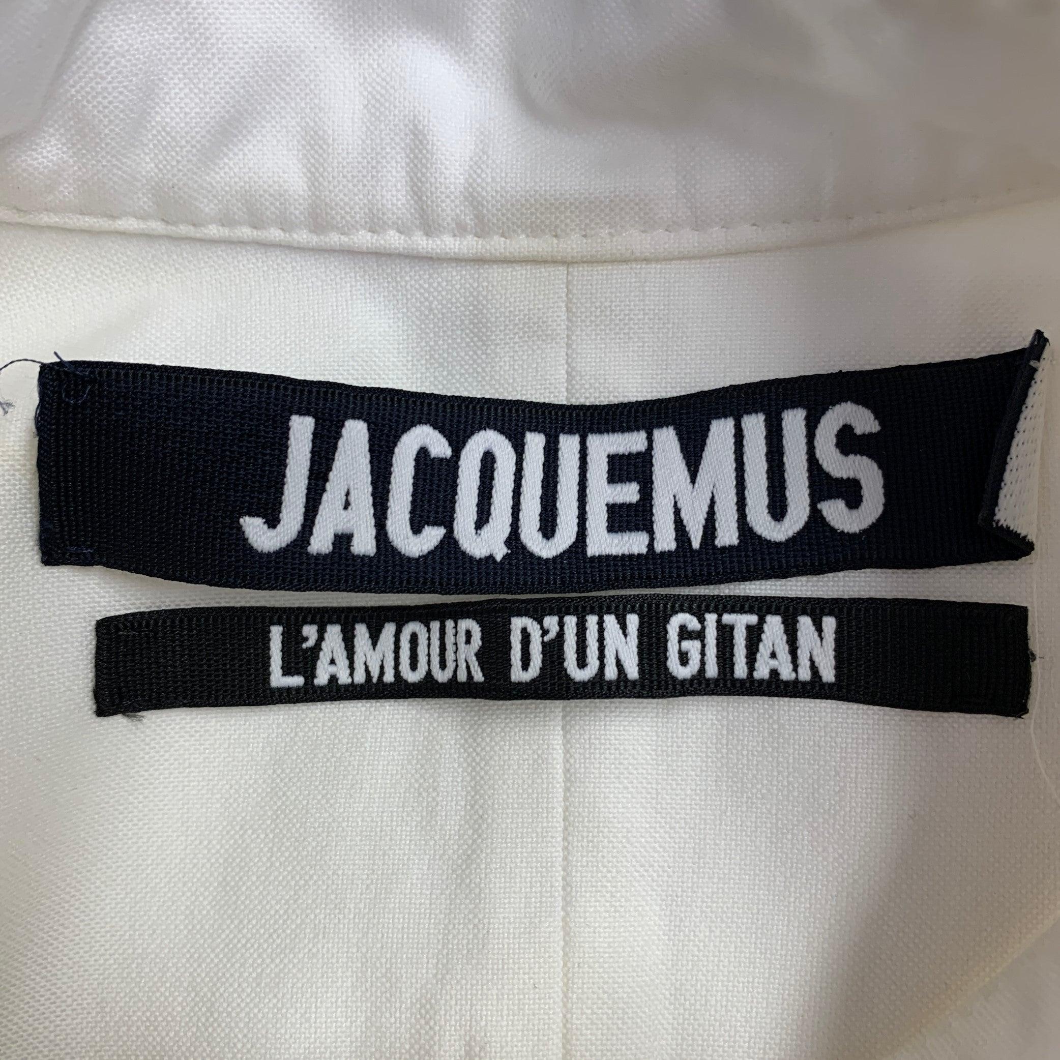 JACQUEMUS Size 6 Cream Cotton Fitted Tuxedo Shirt For Sale 4