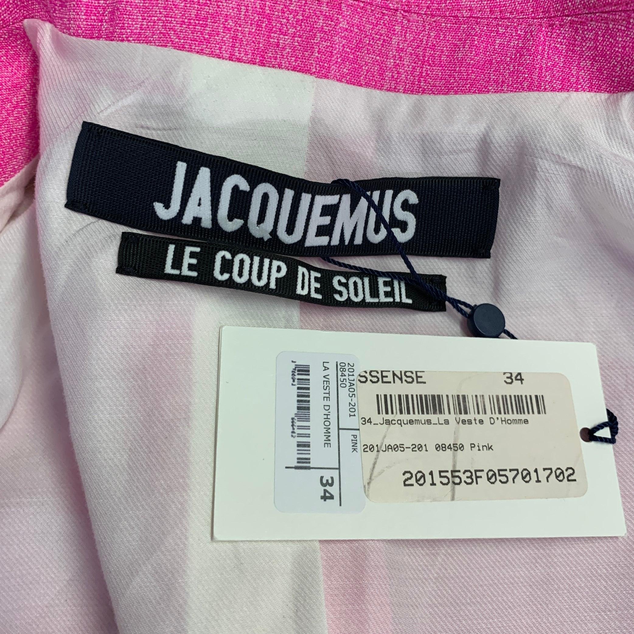 Donna Jacquemus Taglia S Le Coup de Soleil Rosa Neon Bianco Viscosa Seta Giacca Blazer con Risvolto a Tacca in vendita