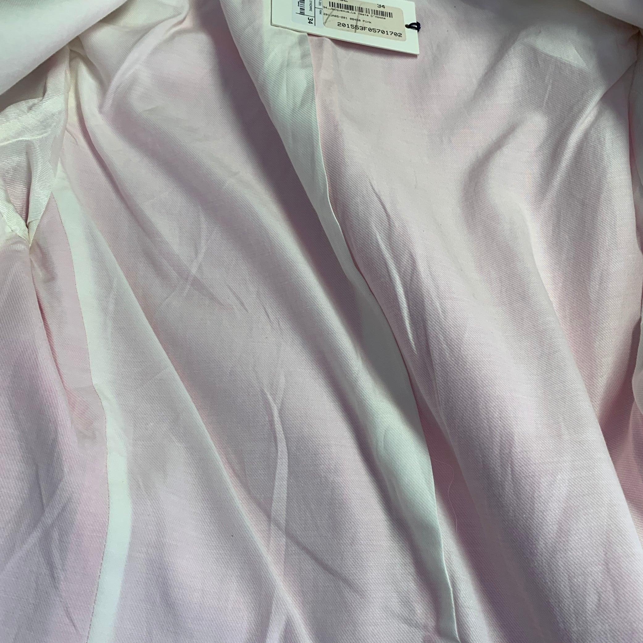 Jacquemus Taglia S Le Coup de Soleil Rosa Neon Bianco Viscosa Seta Giacca Blazer con Risvolto a Tacca in vendita 1