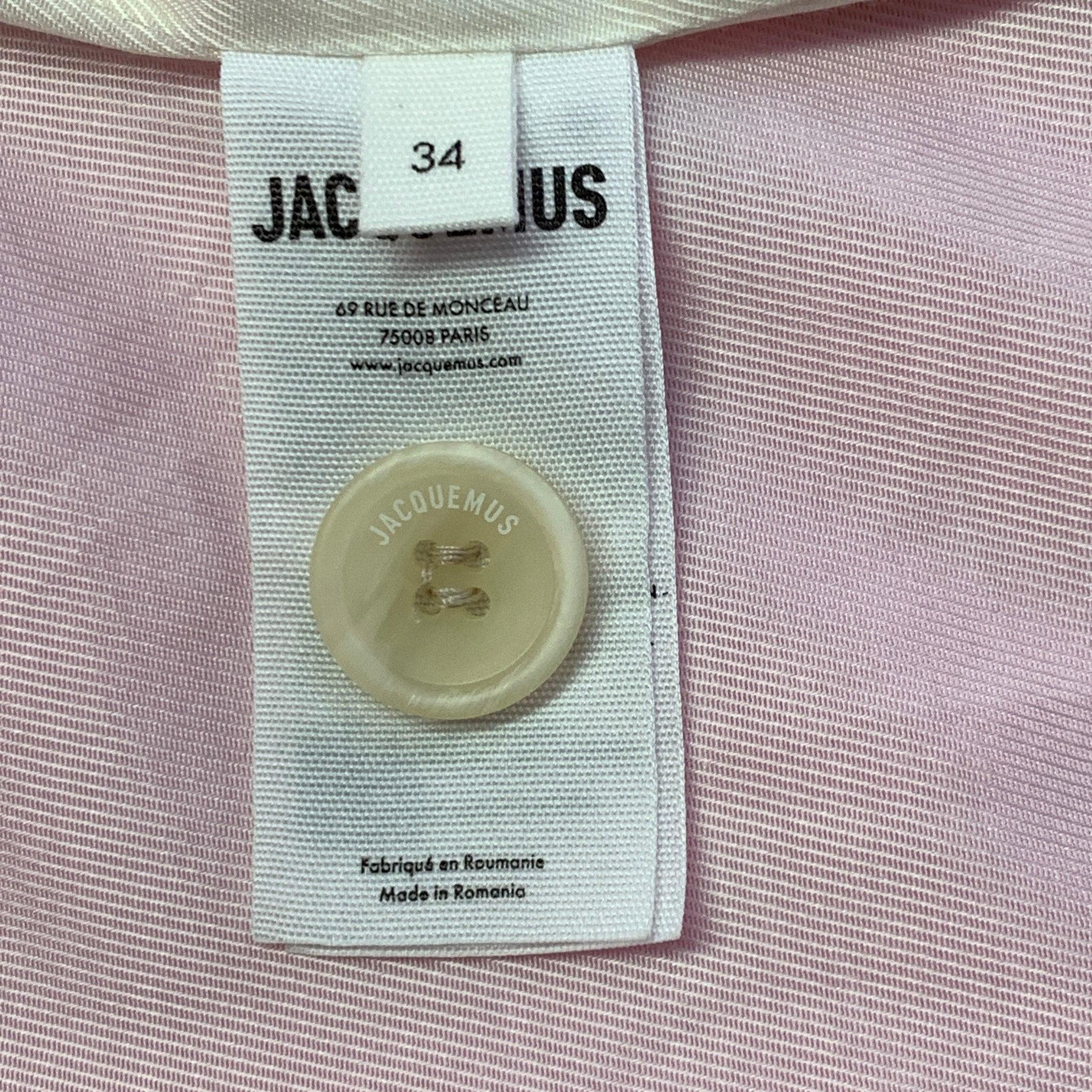 JACQUEMUS Größe S Le Raphia Neon Rosa Weiß Viskose Mischung Notch Revers Jacke Blazer im Angebot 3