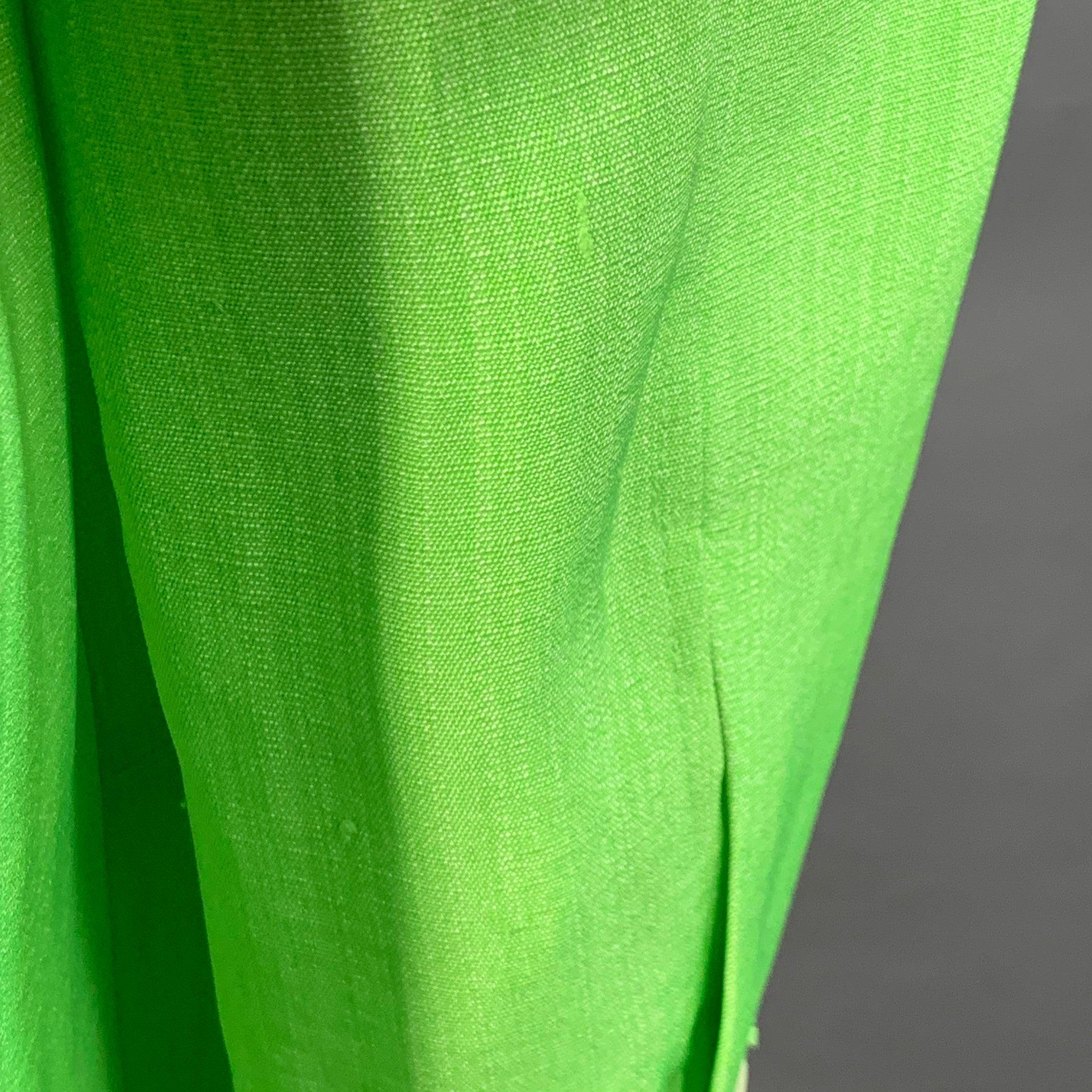 JACQUEMUS Size S Le Splash Neon Green White Viscose Silk Double Breasted Jacket Blazer en vente 2