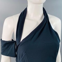 JACQUEMUS Size S Navy Polyester Blend Layered Halter Mini Dress