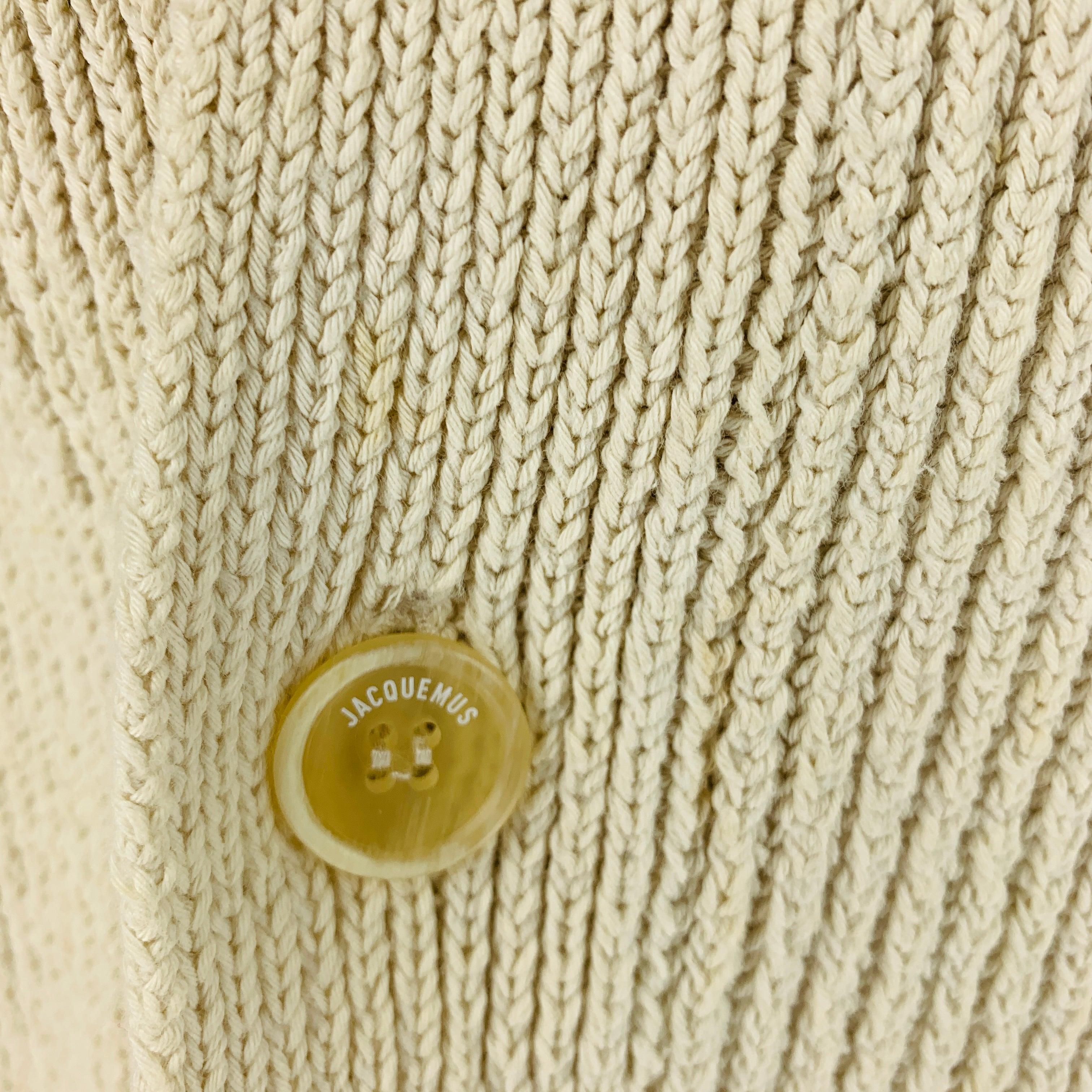 JACQUEMUS Größe XL Creme Gelb Gerippte Baumwollmischung Übergröße Strickjacke 2