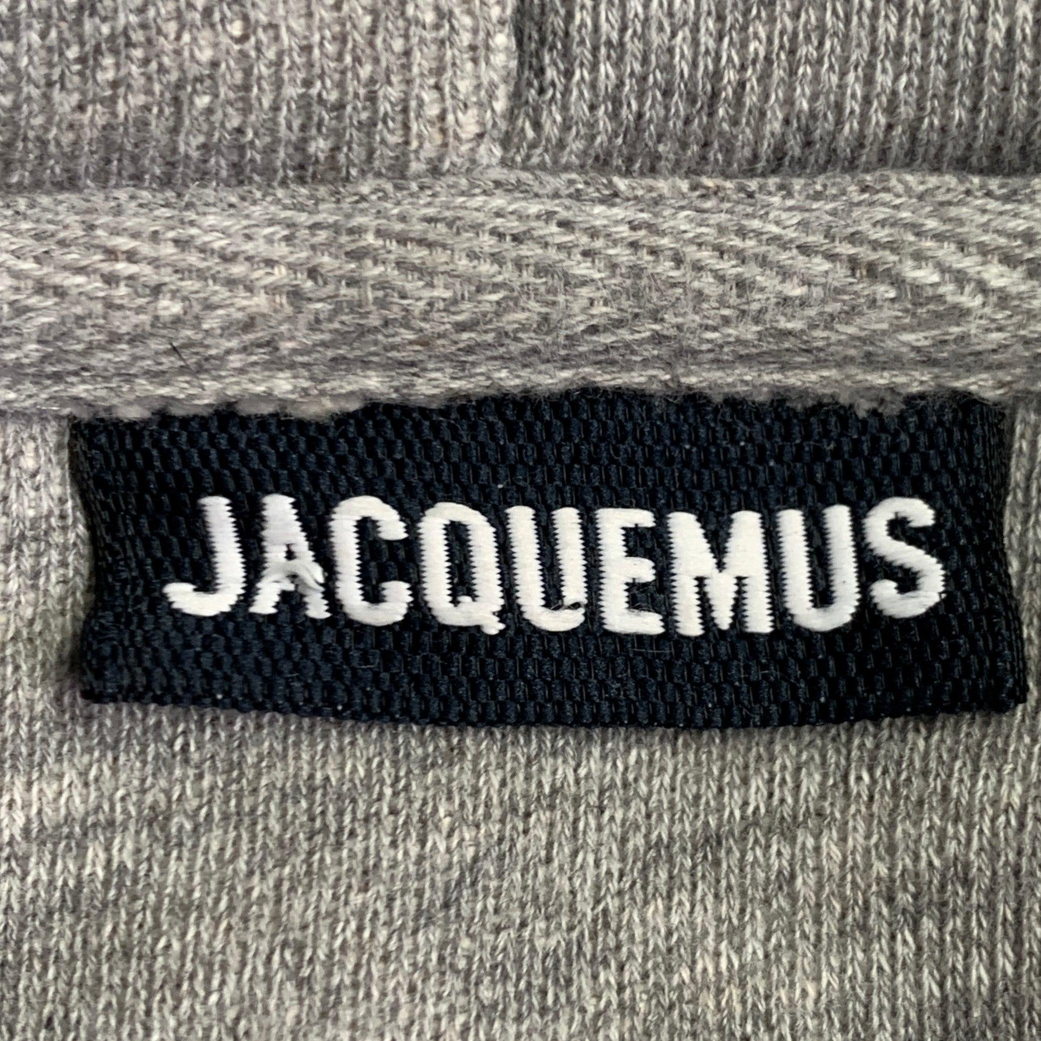 JACQUEMUS Size XL Doubourne Heather Grey Padded Cotton Hooded Sweatshirt In Excellent Condition In San Francisco, CA