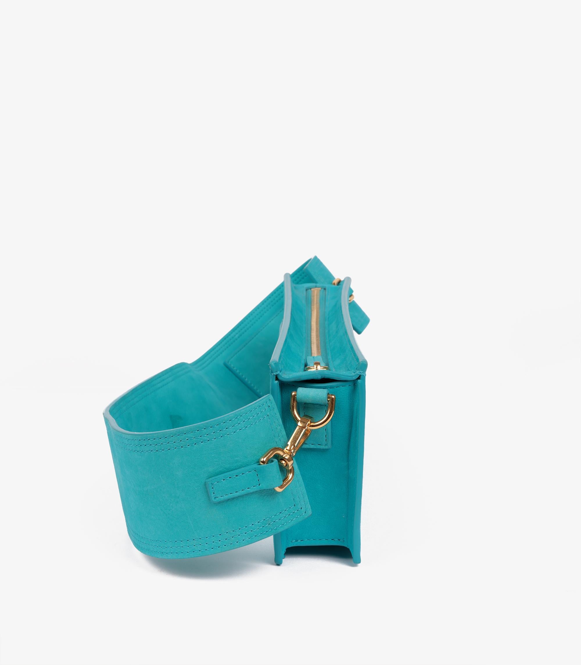 Women's or Men's Jacquemus Turquoise Calfskin Suede Le Cuicui For Sale