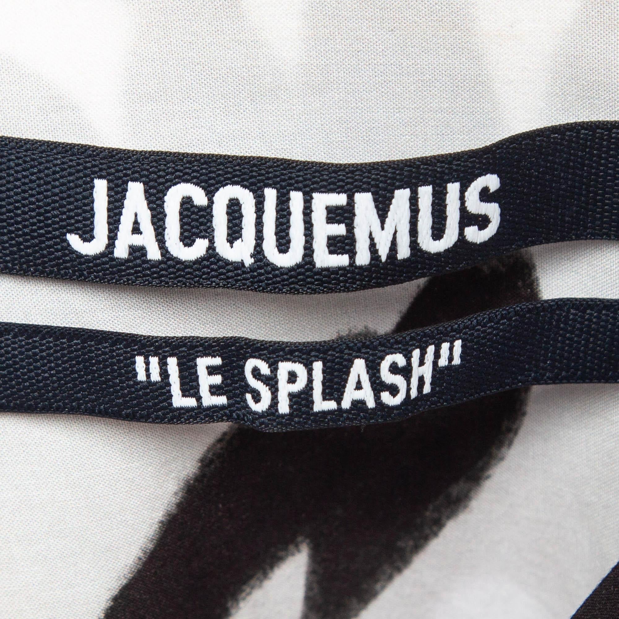  Jacquemus White/Black Melo Floral Print Crepe Short Sleeve Shirt S Pour hommes 