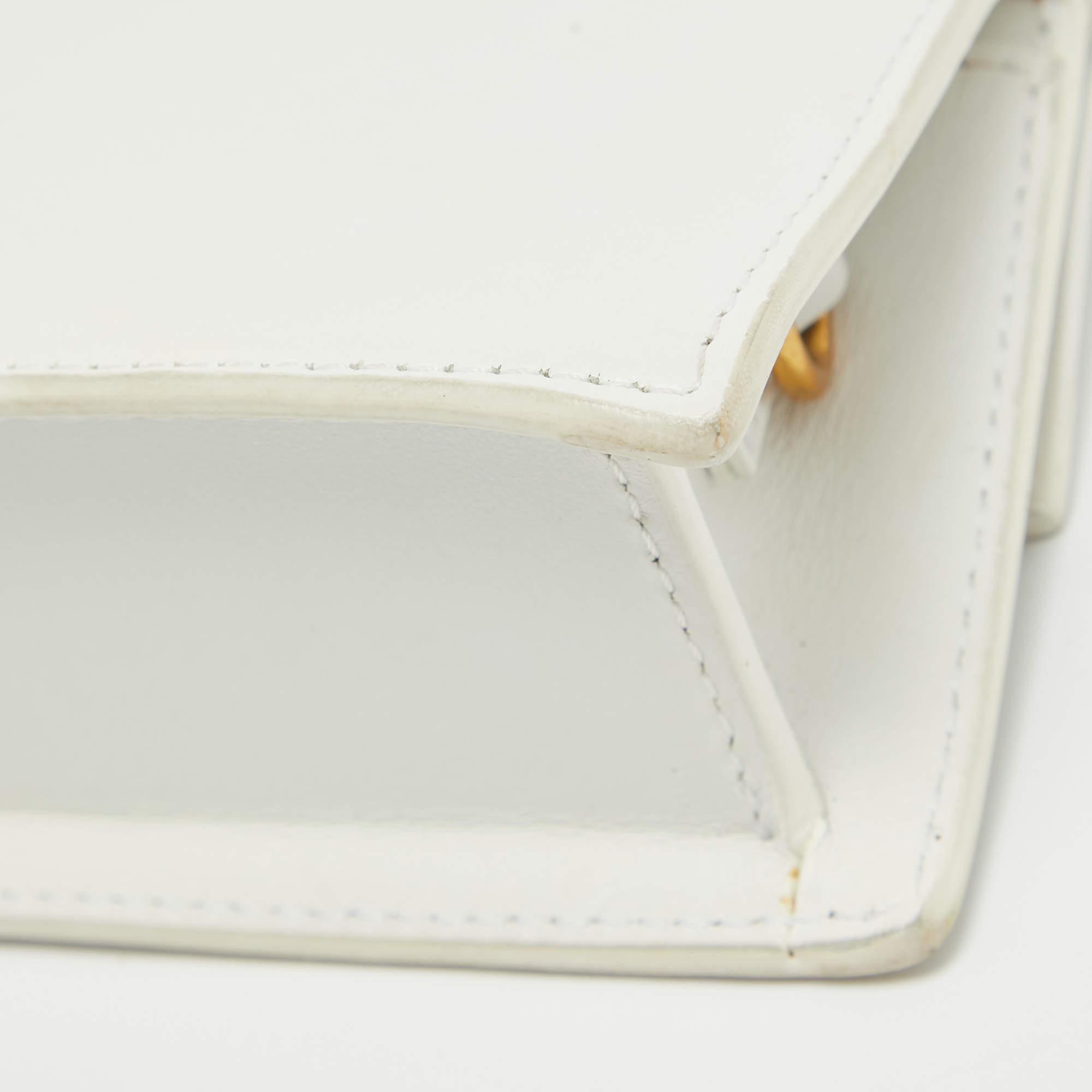 Jacquemus White Leather Le Chiquito Mini Bag In Good Condition For Sale In Dubai, Al Qouz 2