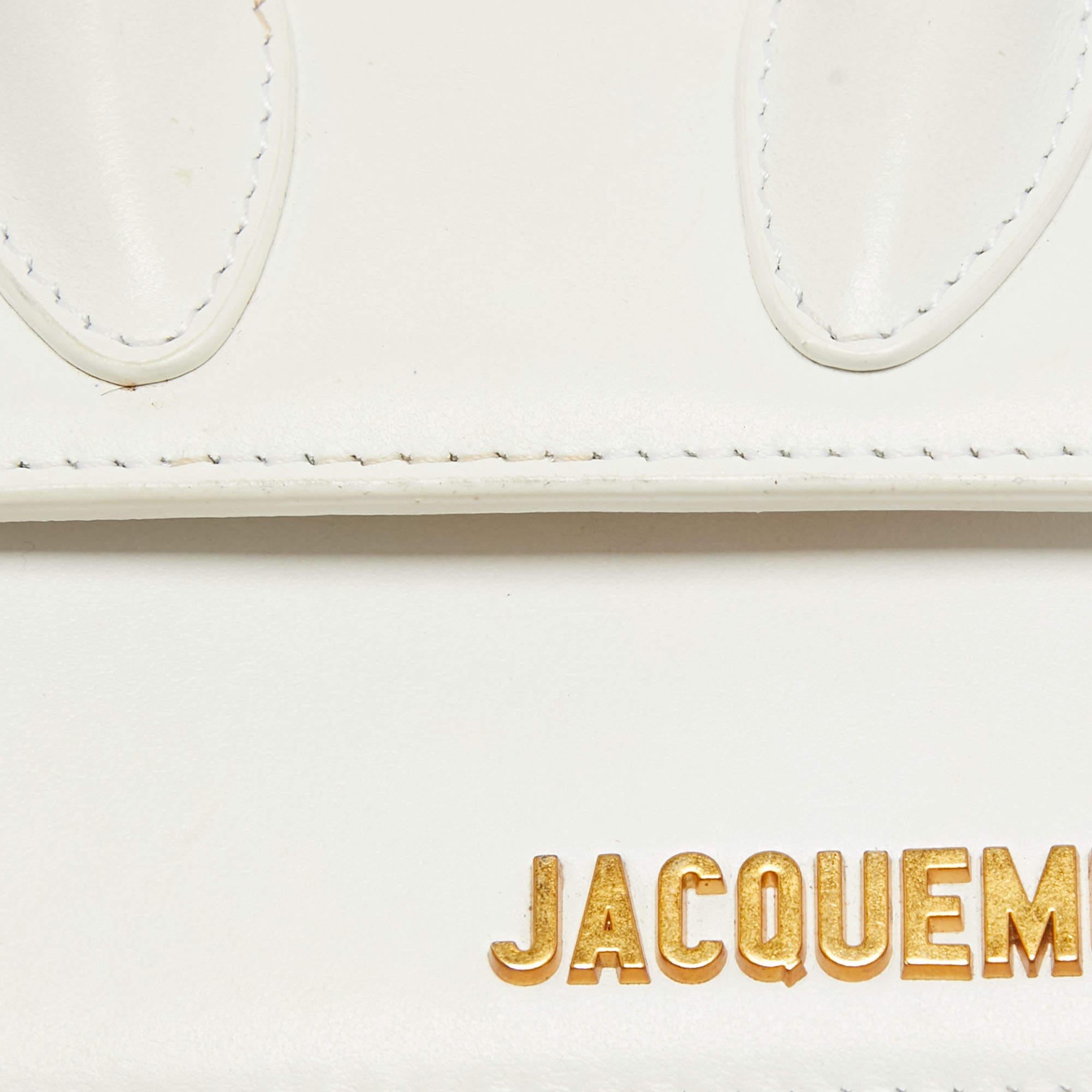 Jacquemus White Leather Le Chiquito Mini Bag For Sale 3