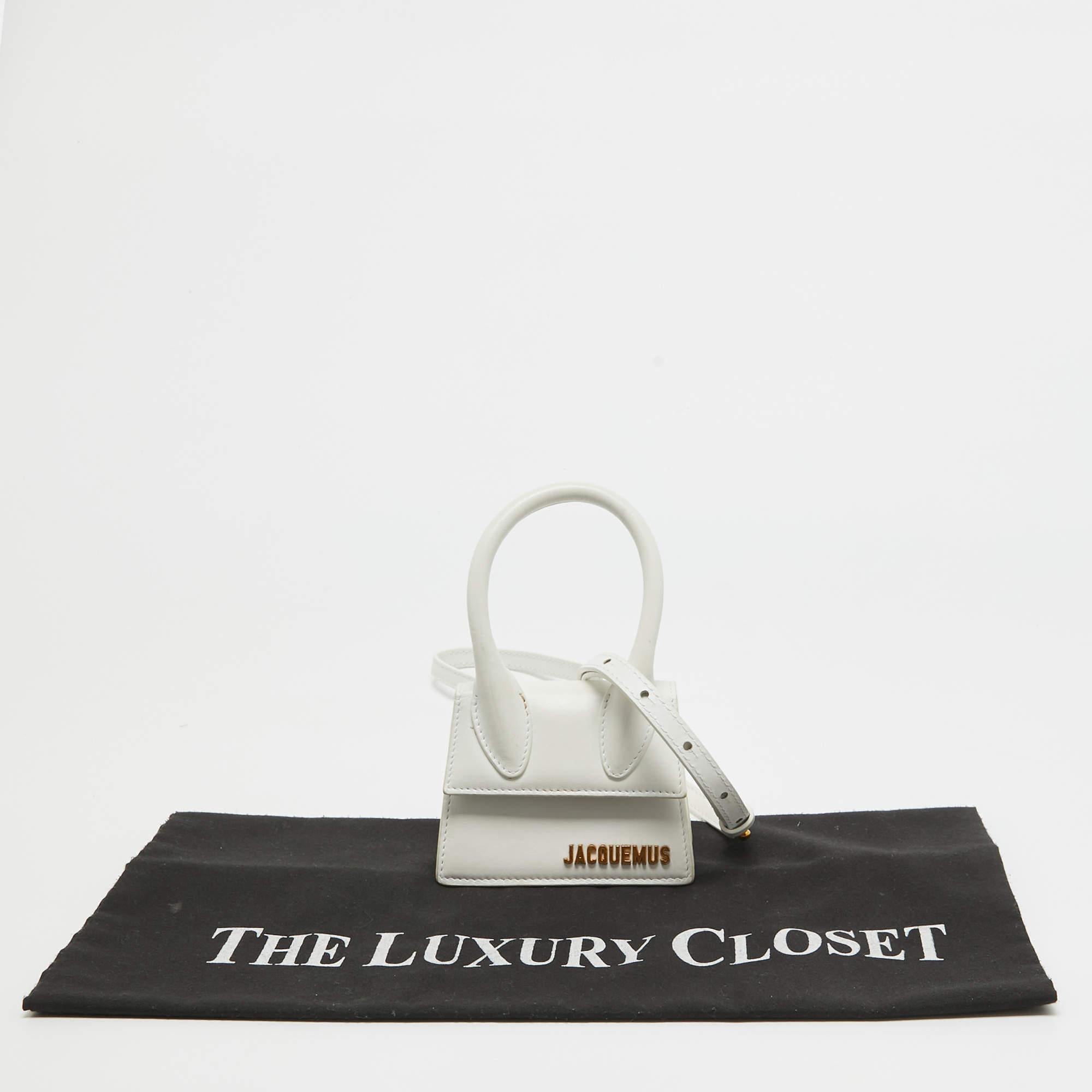 Jacquemus Le Chiquito Minitasche aus weißem Leder im Angebot 5