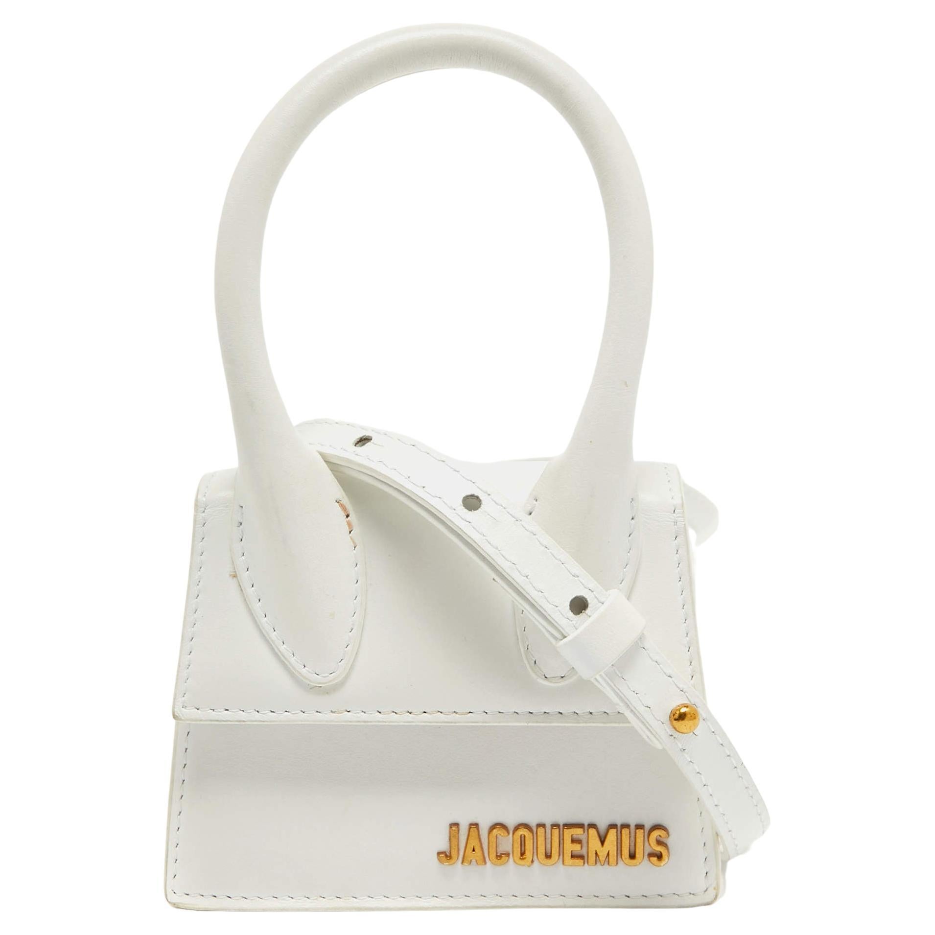 Jacquemus White Leather Le Chiquito Mini Bag For Sale