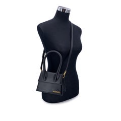 Jacquemus White Leather Le Chiquito Small Structured Bag with Strap