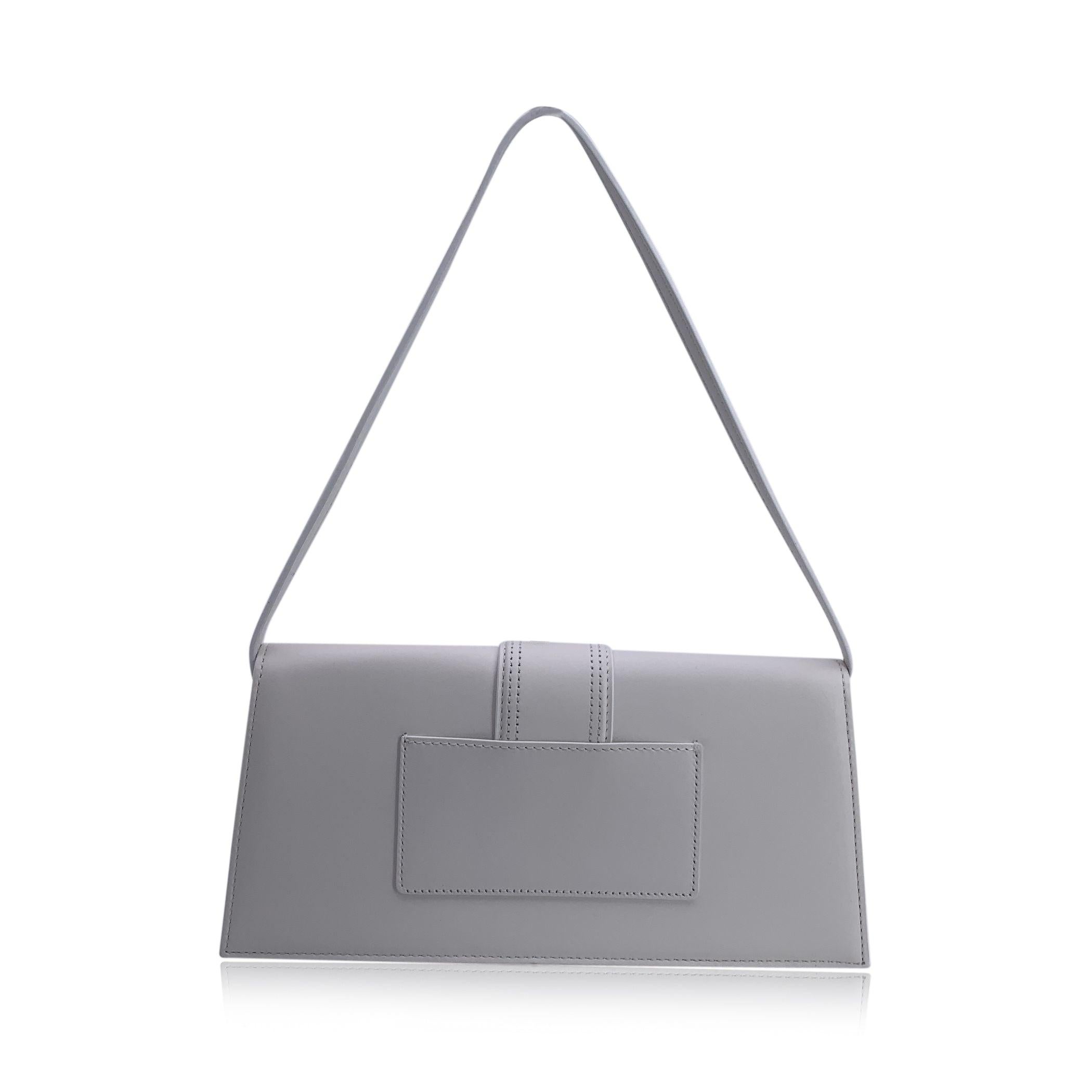 Gray Jacquemus White Leather Le Long Bambino Structured Shoulder Bag