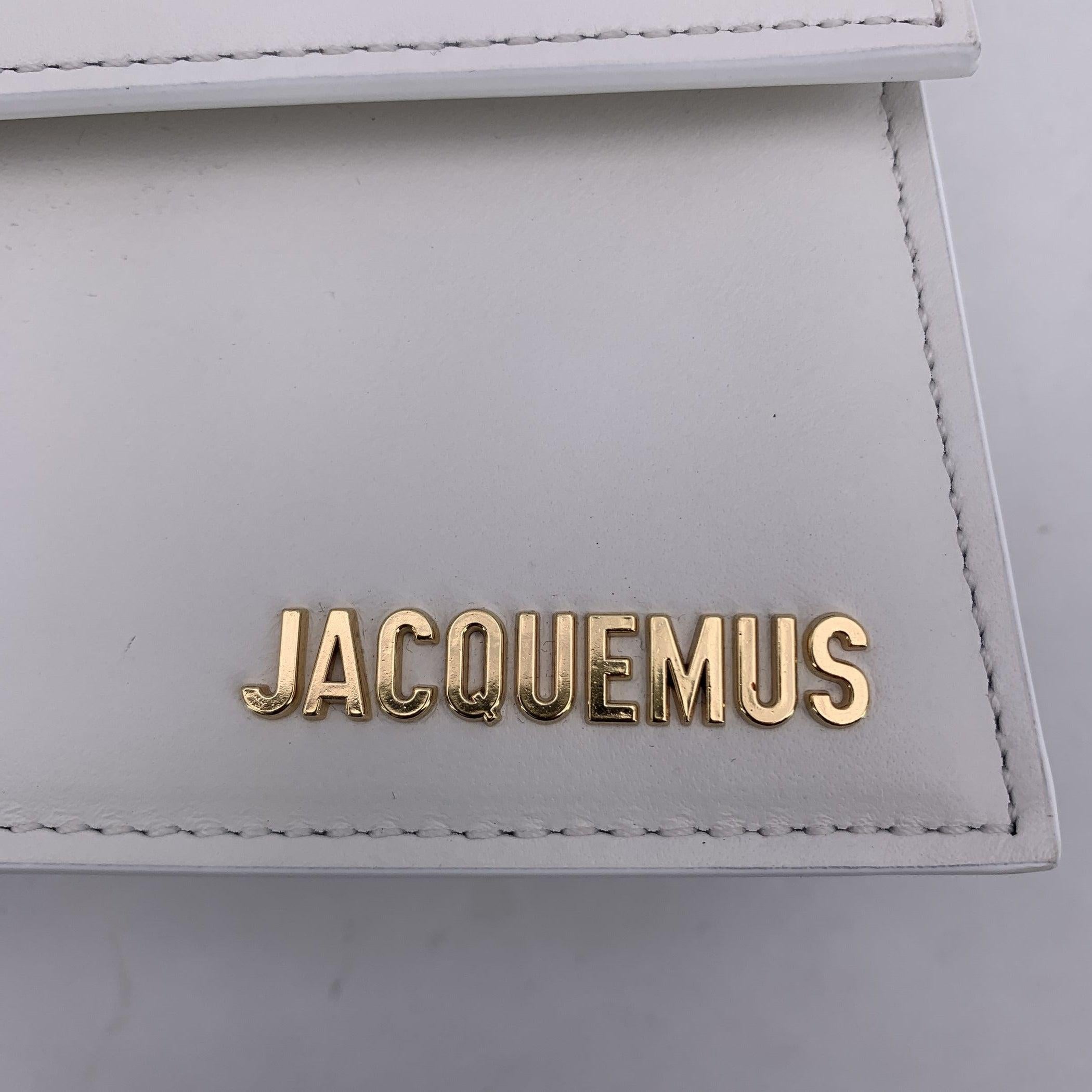 Jacquemus White Leather Le Long Bambino Structured Shoulder Bag In Good Condition In Rome, Rome