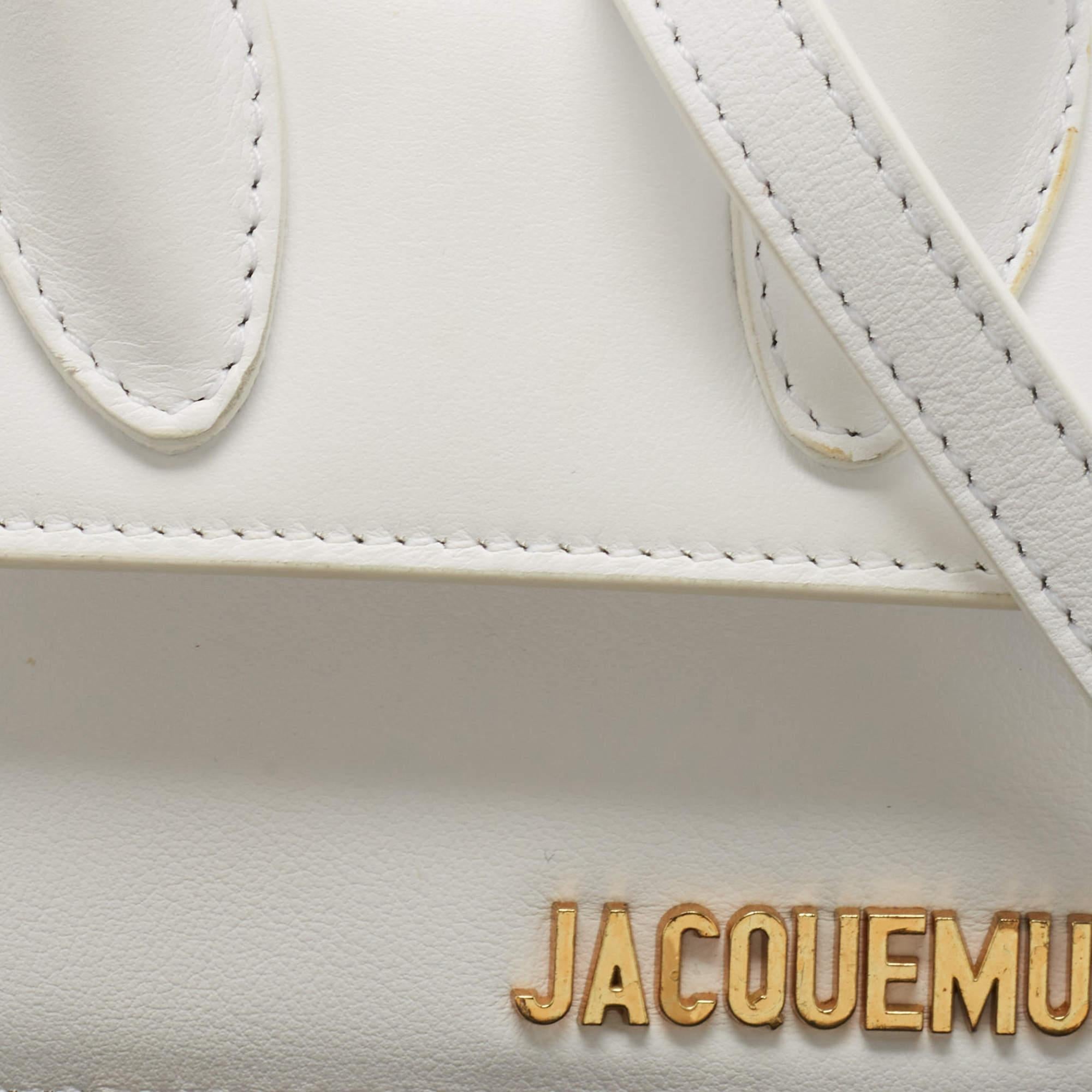 Jacquemus White Leather Mini Le Chiquito Top Handle Bag 7